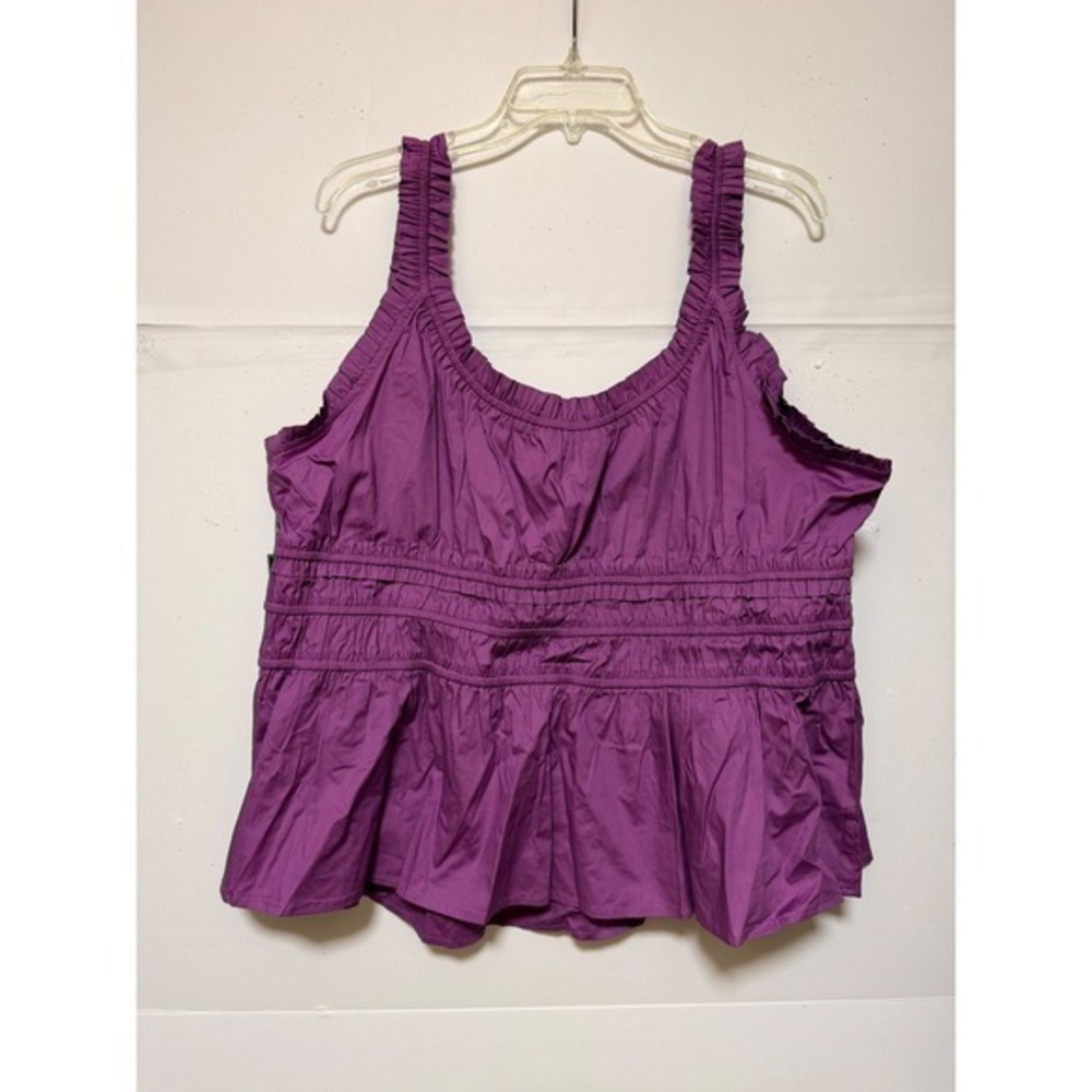 Women Peplum Tank Top 4X Purple Smocked Cotton Boho Business Casual Y2K Cottage - Picture 3 of 11